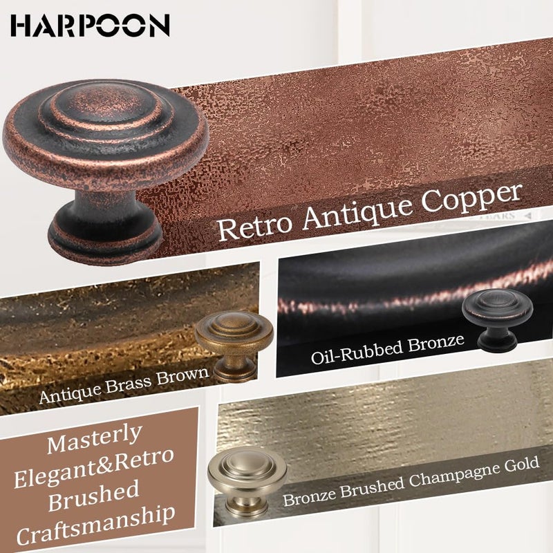 HARPOON Hardware Cabinet Drawer Knob 1-1/4â€˜â€™ Inch,Straight Top Ring Cabinet Drawer Round Pulls,10- Pack Antique Copper - Image 5